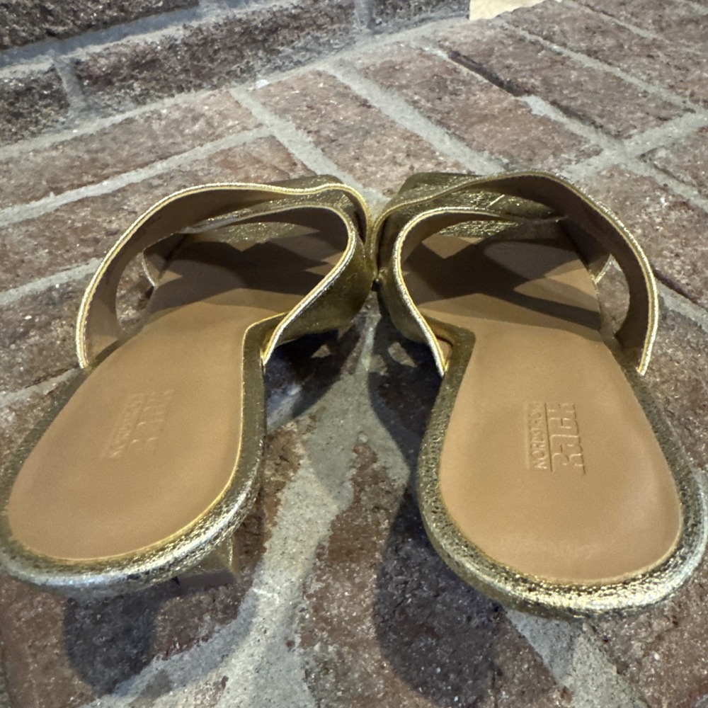 Nordstrom Rack Lauren Slide Gold Open Square Toe Sandals Women's Size 8M #416 - Picture 15 of 16